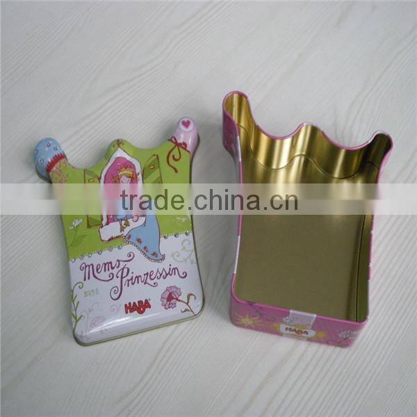 crown shaped cute candy metal tins for kids