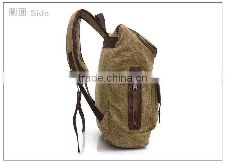designer mens backpack canvas bag with leather trim,Canvas Cowboy bag