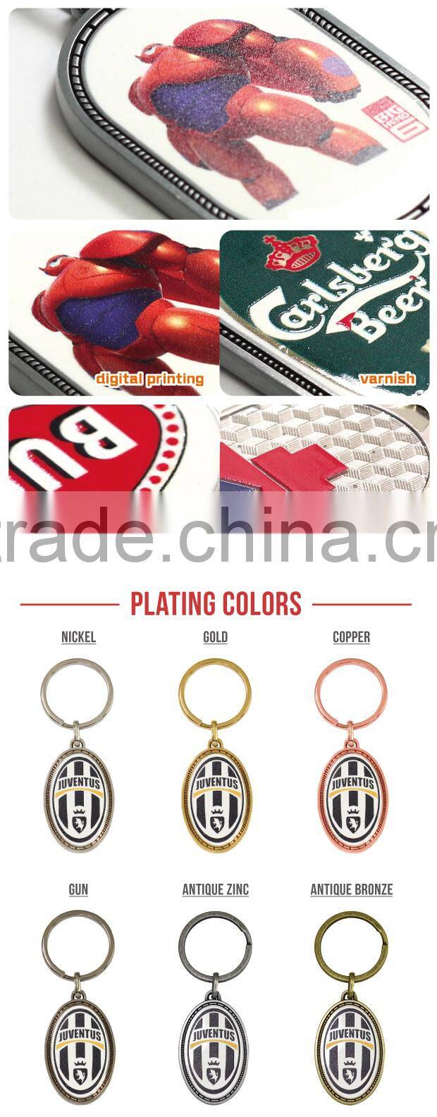 Specialized wholesale colorful Juventus football digital printing keychain
