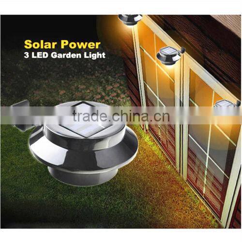 NEW 3 LED Solar Powered Outdoor Garden Yard Wall Pathway Fence Gutter Lamp Light