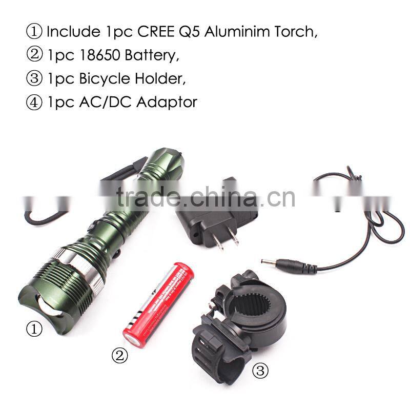 Q5 /5W-1200 Lumens, On time Delivery, BT-4768 High Power Tactical Hunting LED Flashlight