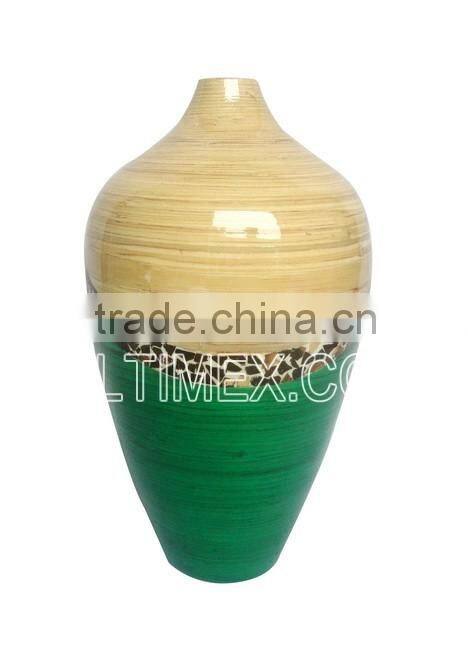 Bamboo floor vase with floral arrangement brings exotic elegance to any room
