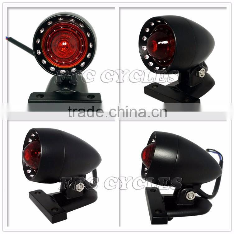 Vintage Custom Red Glass Lens Motorcycle Tail Light for Harley Cruisers