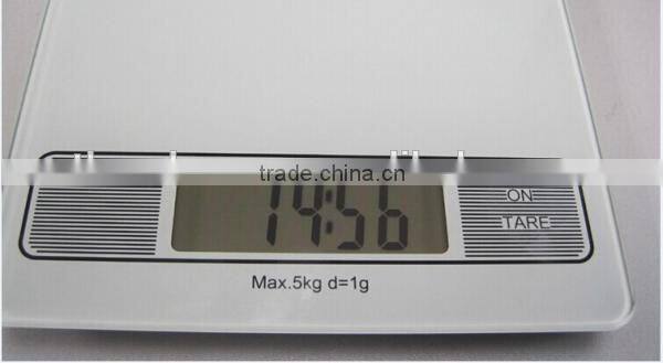 5kg/1g Electronic kitchen scale with time clock and touch panel