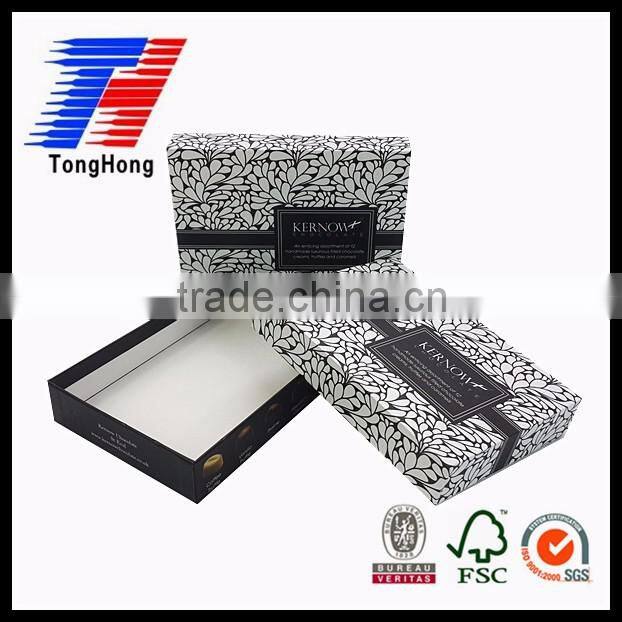 black and white printing matt lamination chocolate packaging gift box for christmas made in china