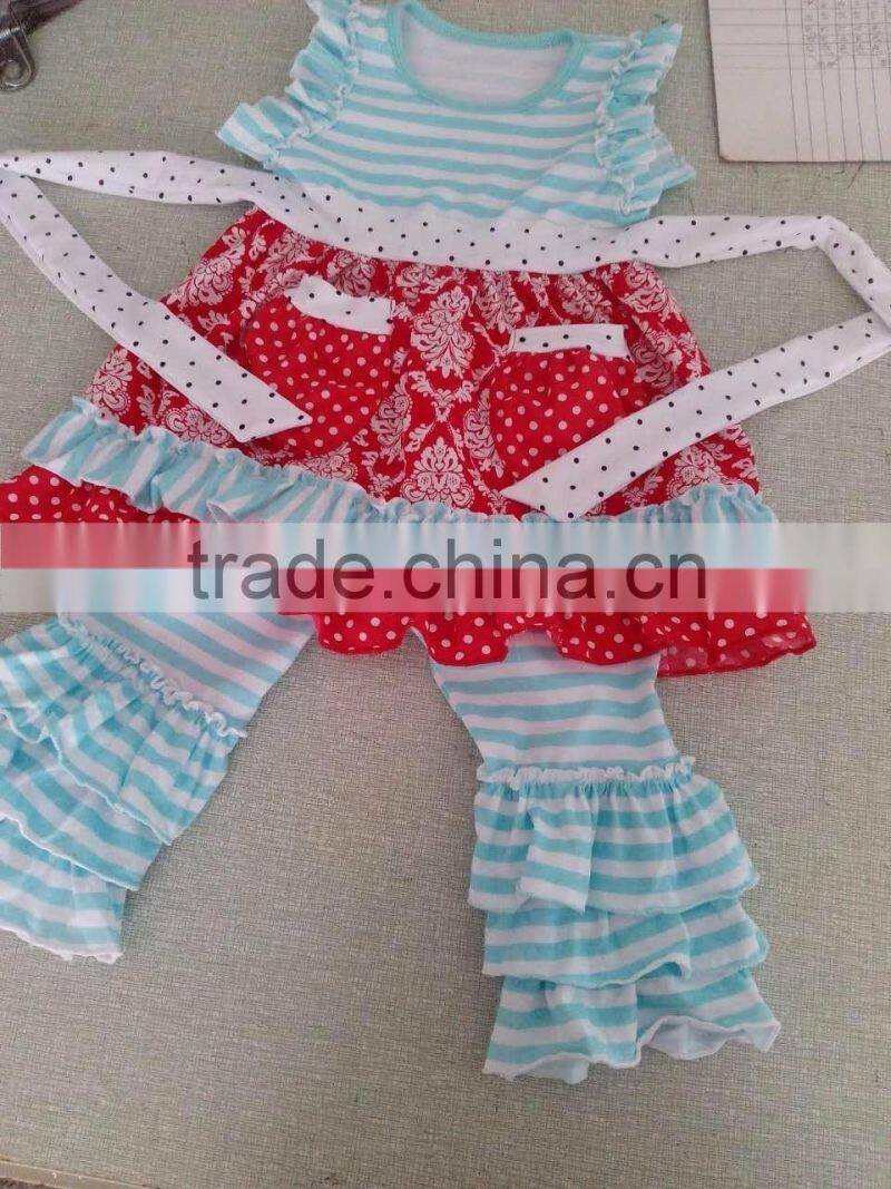2016 wholesale 100% cotton material girls boutique summer clothing