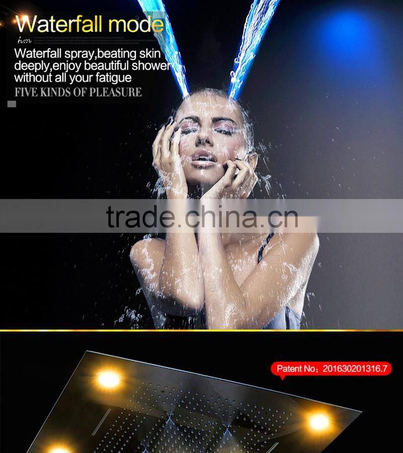 luxury shower system embeded ceiling multifunctional shower mixer bath set with rainfall,waterfall,mist spray,curtain