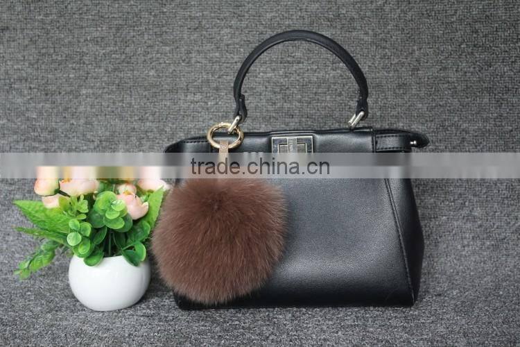 Real Natural Fox Fur Ball Pompom Keychain Hanging Accessory Pendant