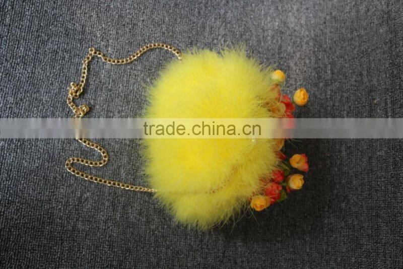 genuine leather the turkey fur material woman style hand bags fashion woman bags