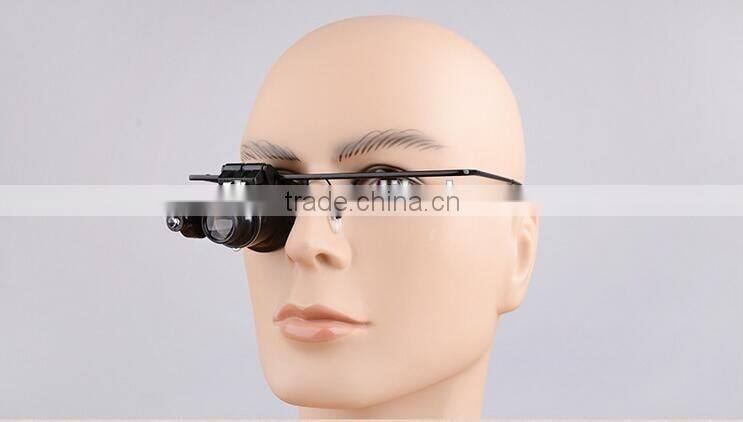 High quality Optical lens 2 LED Eye glasses material jewelry loupes and magnifiers