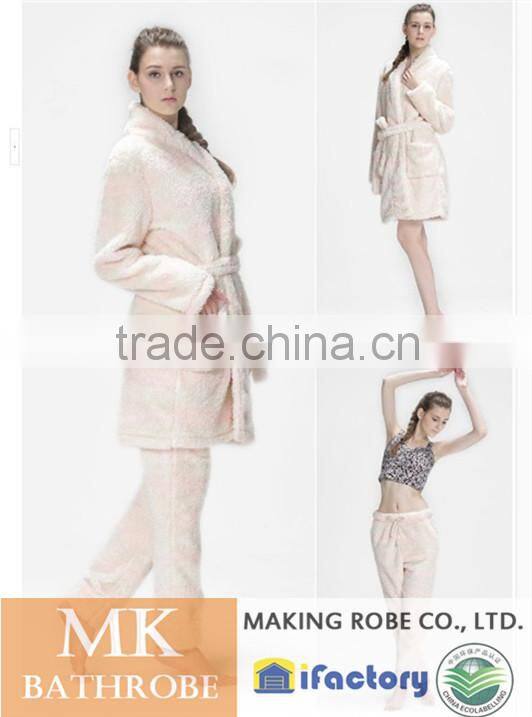 High Water Absorbency Women Fleece Stripe Robe /Bathrobe