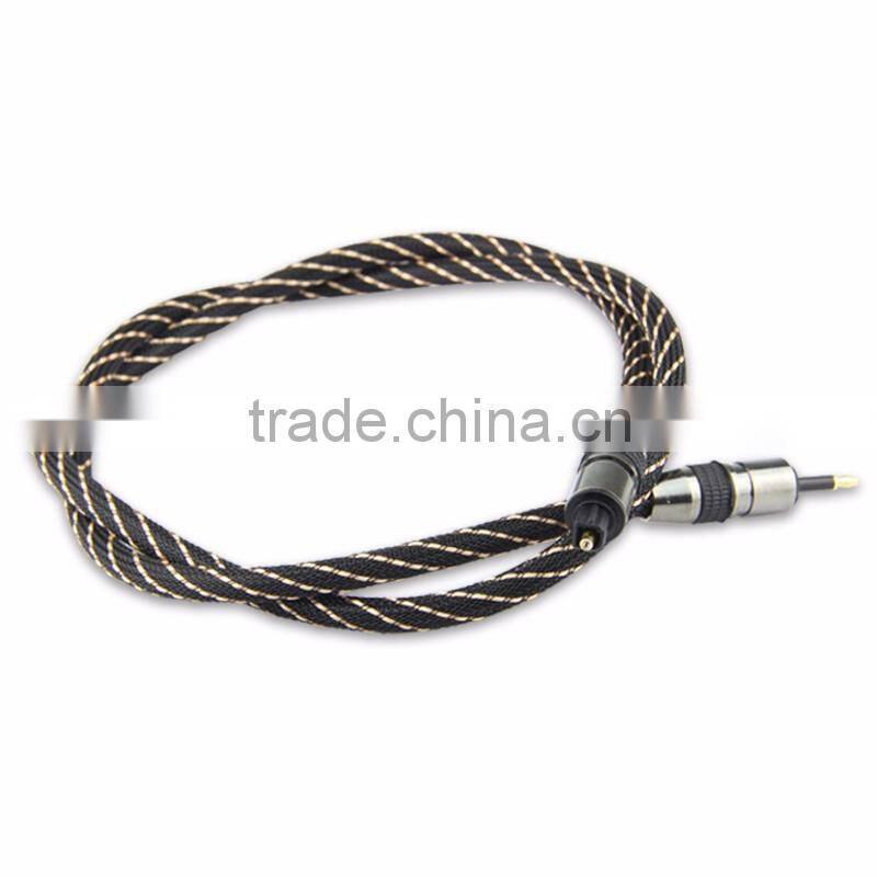 High quality black Fiber Optic Audio Cable Toslink Plug to Optical 3.5mm Jack Cable