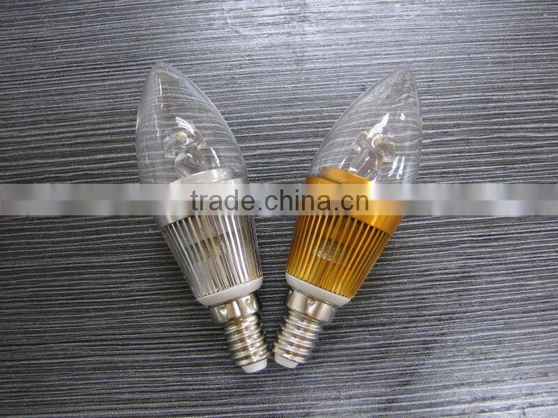 E14/E27 6 SMD 5730 candle bulb silver/golden illumine lighting
