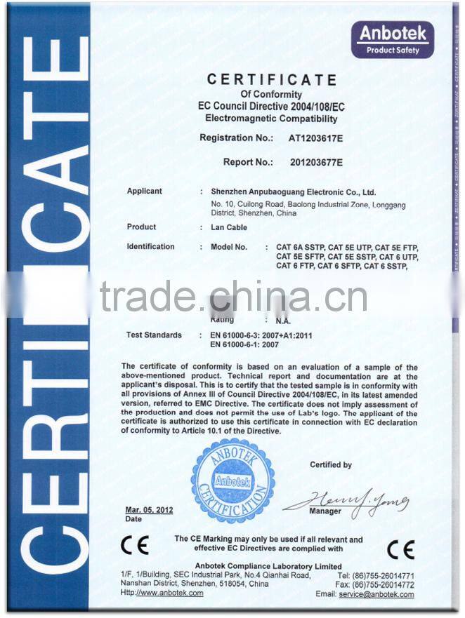 Made in china 32awg 7/0.08mm pure copper cat6a stp sftp cable with 3.8mm outer diameter