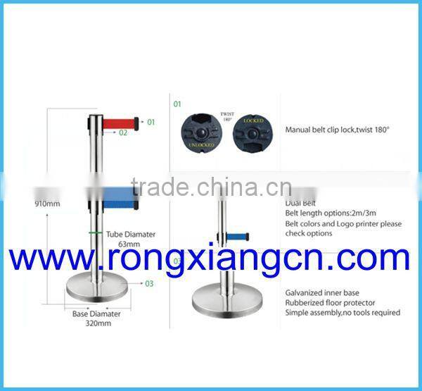 Double belts retractable queue stand/queue line stand/queue barrier