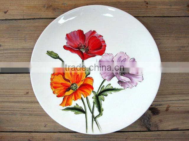 Hand paint round ceramic pizza plate