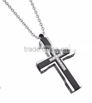 Blue 316L stainless steel jesus pendant titanium Cross pendant for men