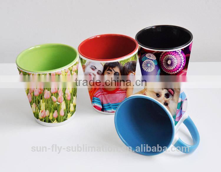 12oz Inner & Rim Color Mug/ Inner printed Mug/ Colorful mug for promotion/ Mug for coffee/ Mug for ADs