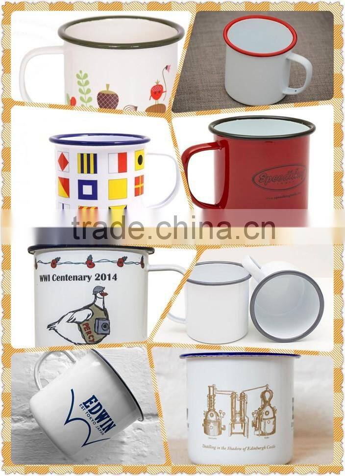 Low MOQ enamel camping mug wholesale , home goods coffee mugs