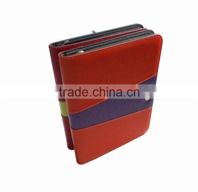 2014 A4 A5 plastic leather folder portfolio with zipper closure
