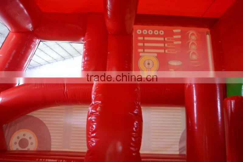 Popular amusing special fire car combo inflatable bouncer combo for kids paly