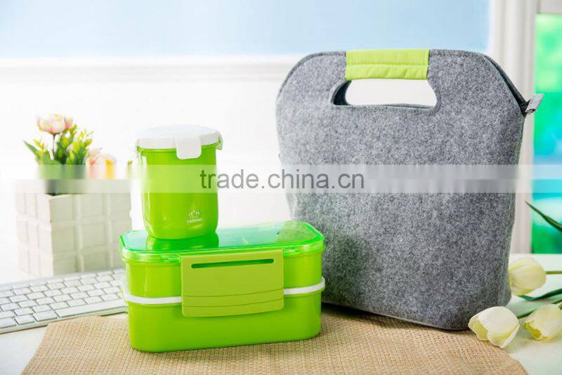 lunch box set, including plastic lunch box, plastic go cup and insulated cooler bag