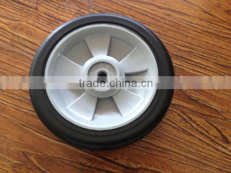 8 inch rubber wheel with plastic rim used for toys kid cart wheels