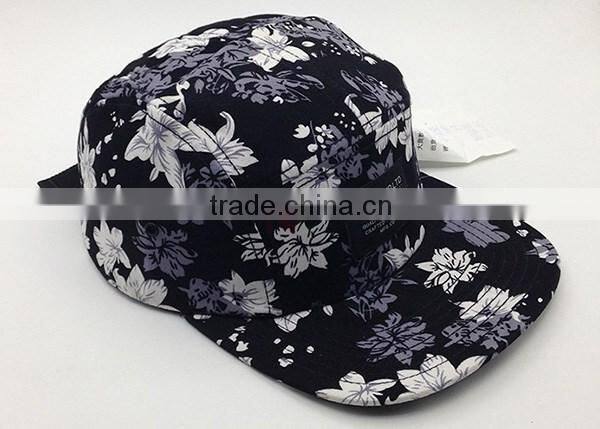 Wholesale Oem Cheap Custom Flat Brim Floral Wholesale Winter Corduroy 5 Panel Camper Hat