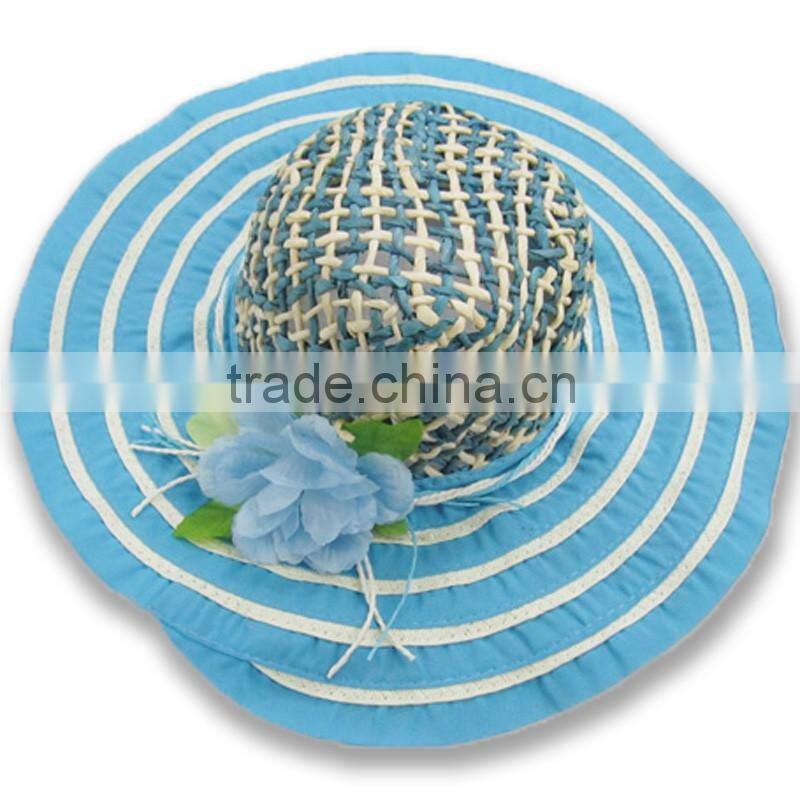 2016 new fashion summer large brim beach sun womens hats ladies black and white stripes floppy straw hat