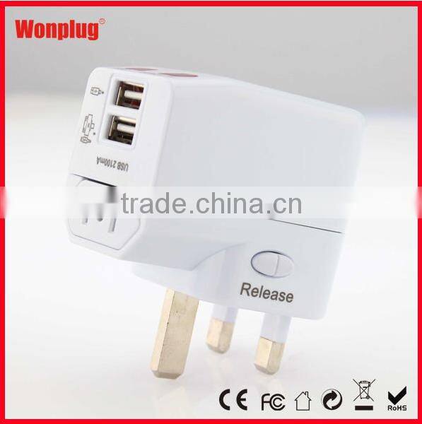 World travel adapter with dual USB with AU UK EU US plug