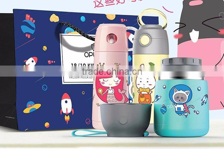 2016 new designed kid bottle stainless steel water bottle with straw and suction nozzle