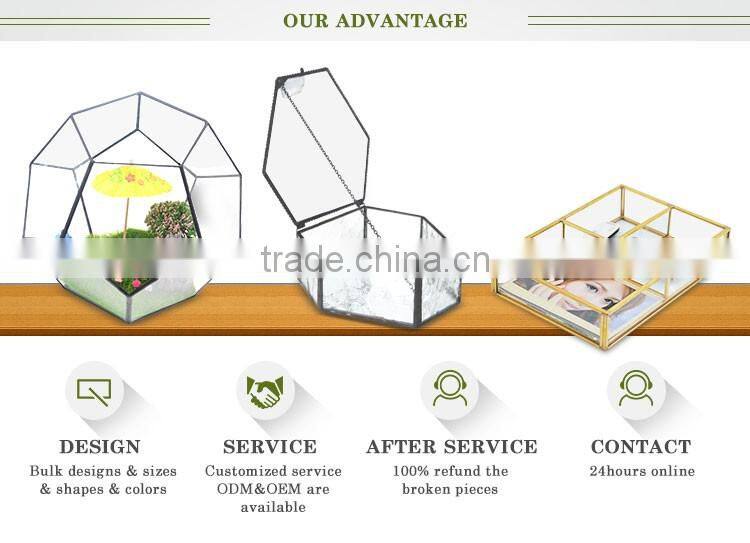 Home decor hat flowers case with lid painted sides , Wedding Wishes interior Vintage Jars , Brass Glass box baby food storage