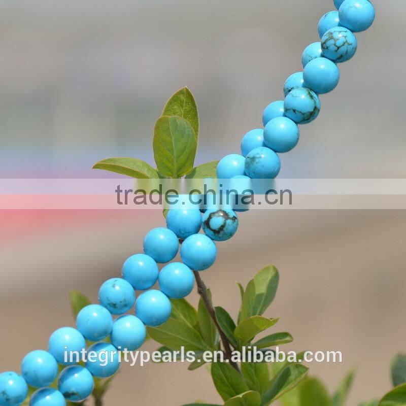 6mm 8mm 10mm high quality blue turquoise stones wholesale loose turquoise beads