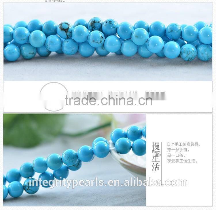 6mm 8mm 10mm high quality blue turquoise stones wholesale loose turquoise beads