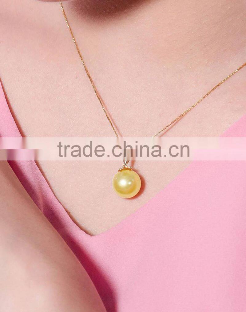Wholesale pearl pendant 11-12mm perfect round14k gold love sea pearl pendant