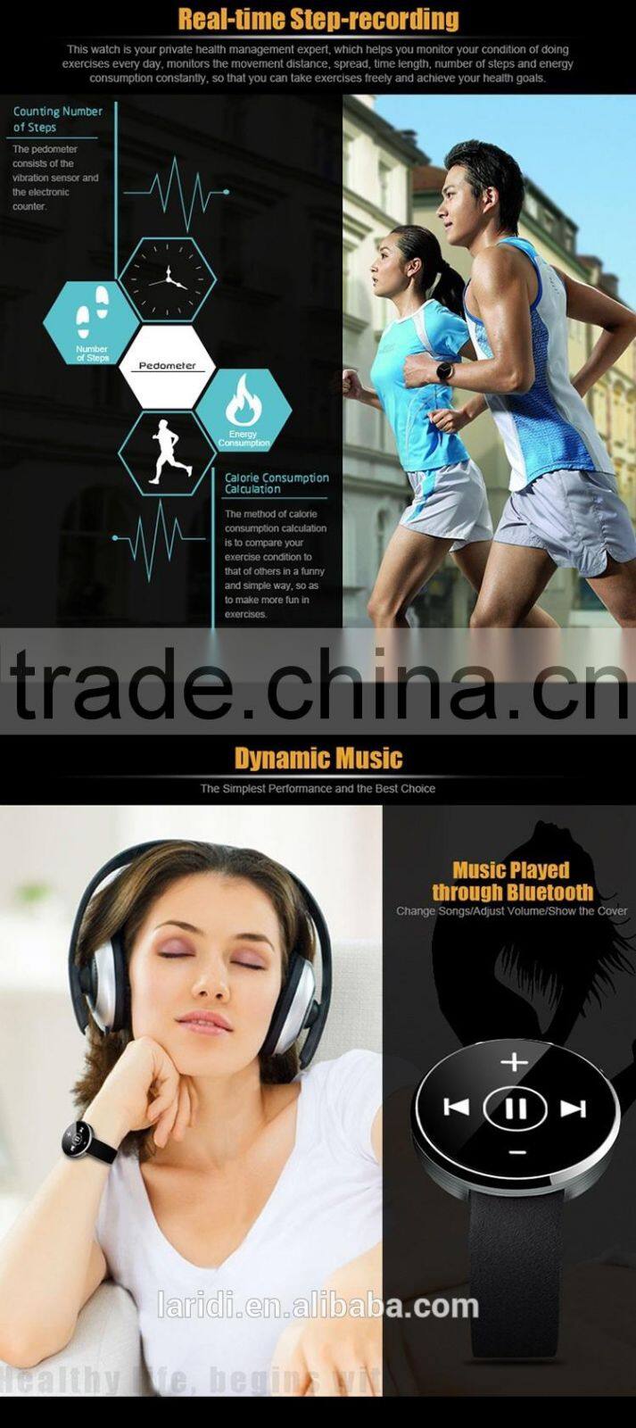 2015 New leather DM360 bluetooth smart watch for full hd 1080p porn sex video android and IOS support pedometer