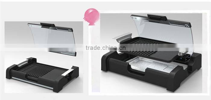 Electric grill with glass cover