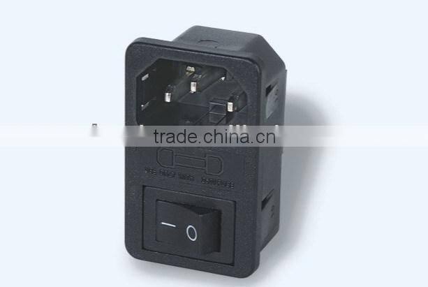 New products 2016 China alibaba wholesales IEC 320 C14 male connector switched socket with fuse