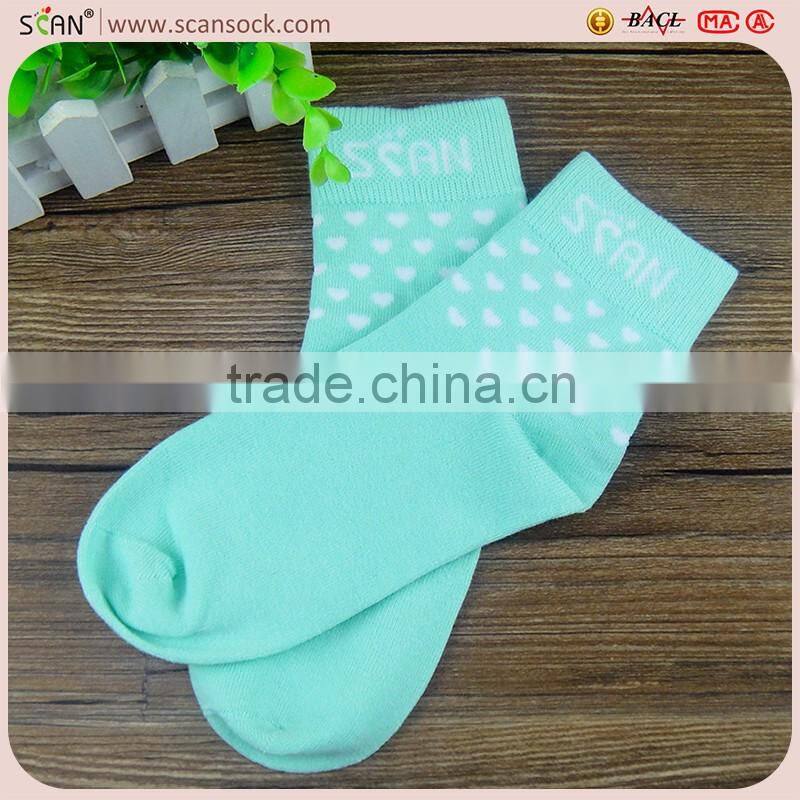 New design light blue socks with white cute heart design