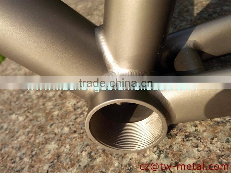 Customized Titanium road bicycle frame touring bike frame with polished logo & Integrated head tube