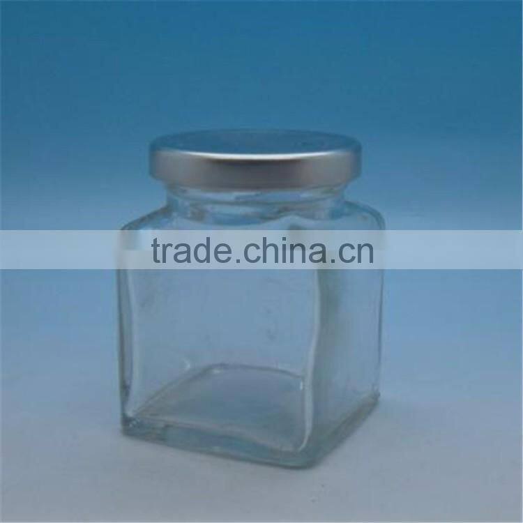 Hot selling products 50ml/100ml/200ml/280ml/380ml/500ml/700ml sealed quadrilateral glass jam jar with colorful screw cap