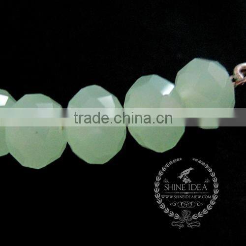 silver leaf branch charm summer ice green faceted glass beads fashion women wiring bangle bracelet 6490040