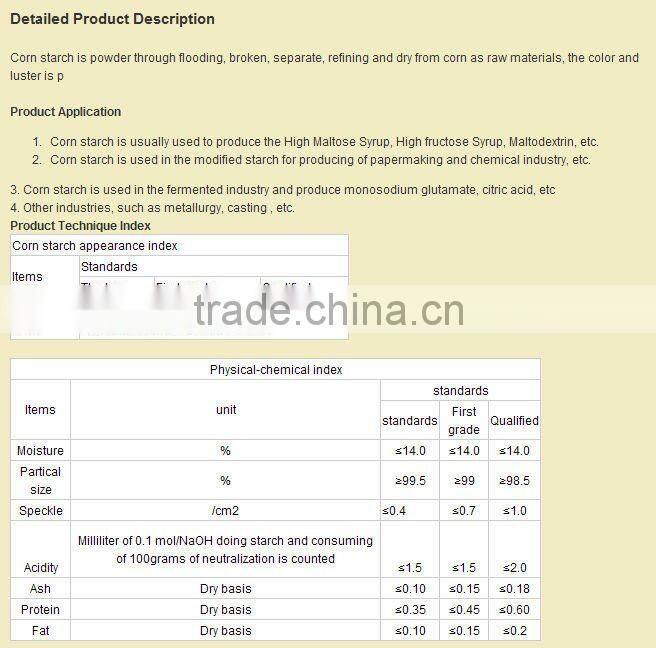 Maize Starch corn flour and zea mays starch