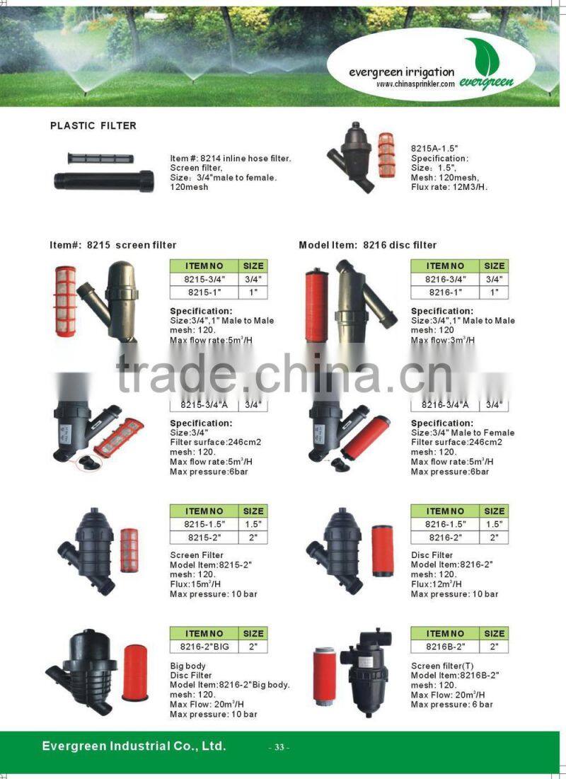 8216-1.5'' plastic disc filter for water irrigation