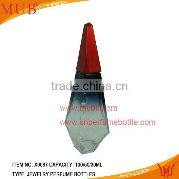 Colorful diamond shaped perfume bottles with high glass