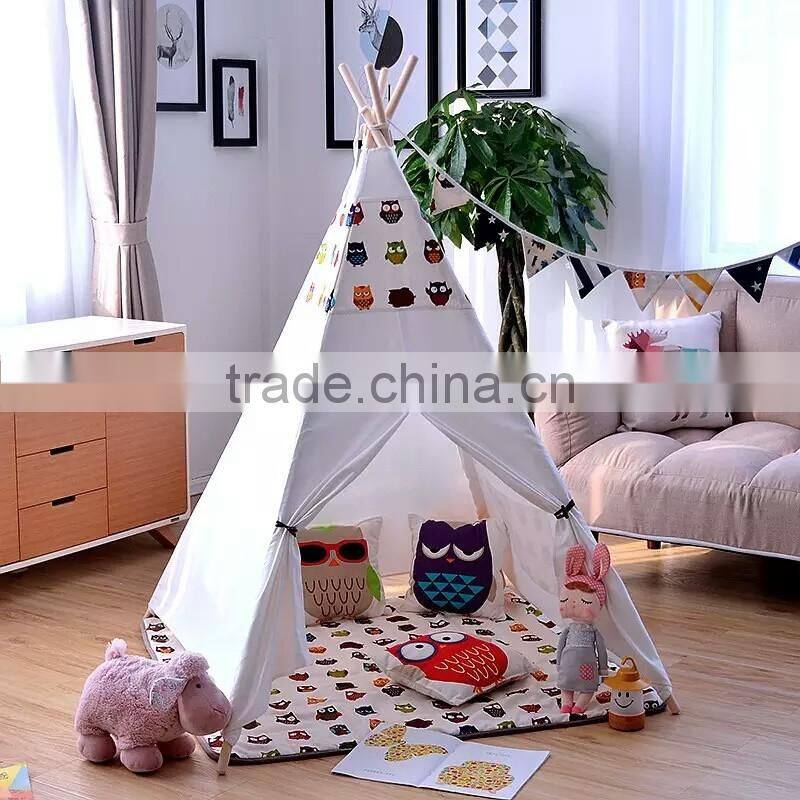 Wholesale white cotton canvas children kids play teepee tent