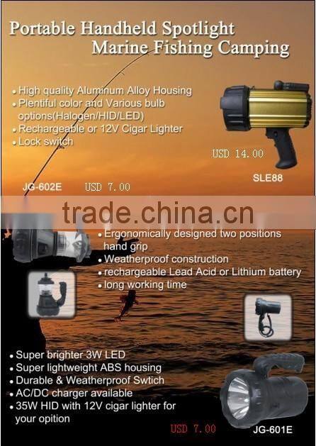Gz portable outdoor search light top sale fighing tool marine remote searchlight Cree 3W , rechargeable 3.7v 3Ah Lithium