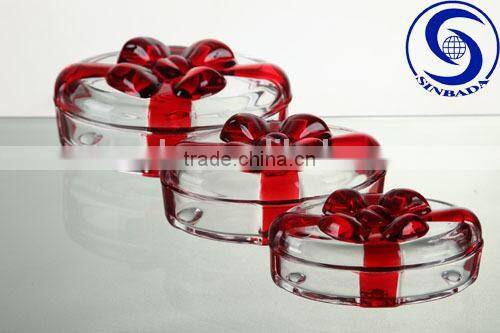 Hand made glassware,colored candy box,hand made glass candy box