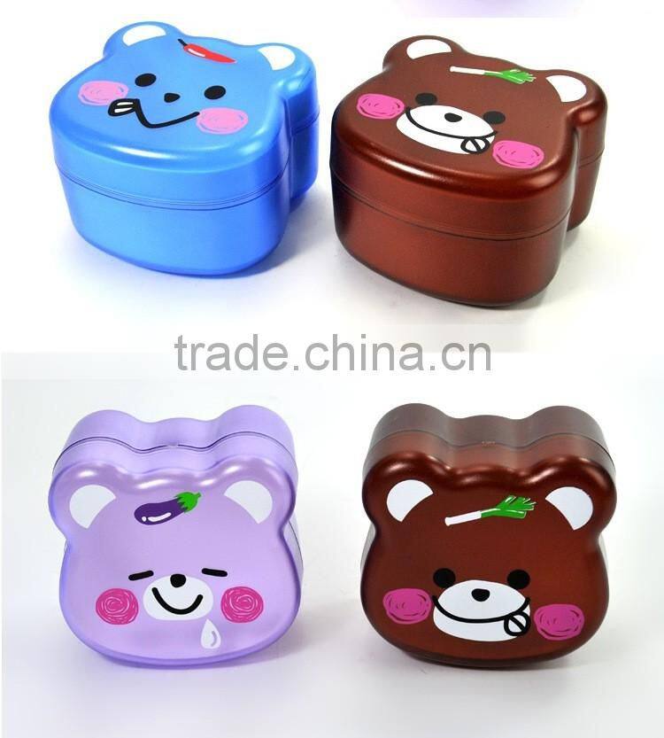 N480 Wholesale Cute Bear Shape Cartoon Mess-tins Customized Plastic Lunch Box