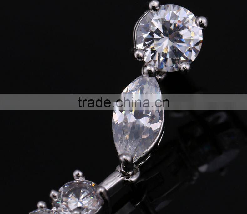 Wholesale Stock Small Order Fashion Women Long Style Rose Flower Zircon Earrings